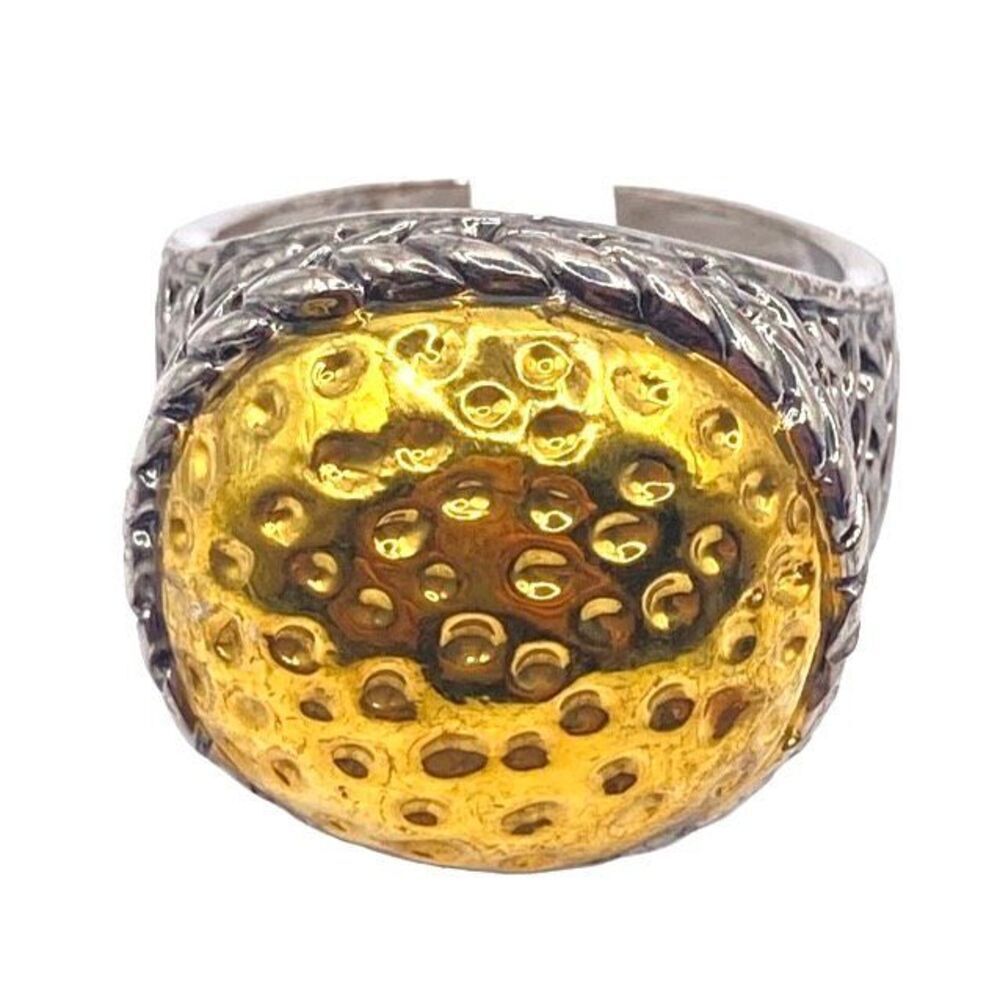Mixed metal two tone dome bubble ring size 8